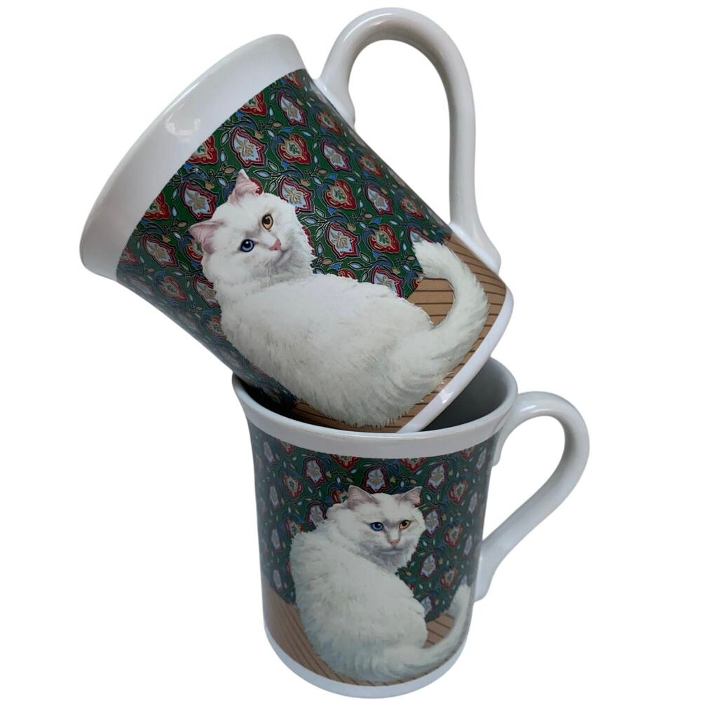 Vintage 1987 Hallmark Persian Cat Mugs Made in Japan Blue eye Gold eye Set
